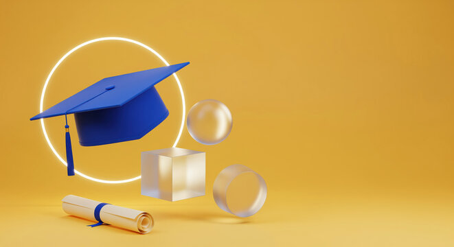 Graduation achievement backdrop for higher education admission message scholarship announcement alumni celebration degree completion online course promotion and student success advertising space