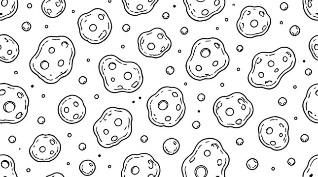 Abstract black and white asteroid pattern design.