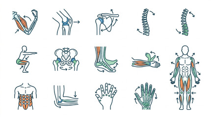 Human Anatomy Illustrations Showing Skeletal and Muscular Systems. © Wazakos