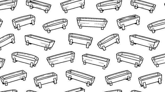 Repeating pattern of black and white printer cartridges.