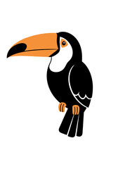 Obraz premium Flat design toucan with large orange beak on white background