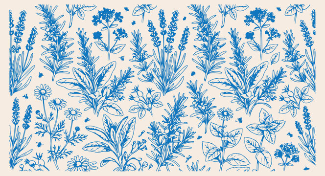 botanical flower garden seamless pattern, blooming spring meadow background, hand drawn floral print, elegant nature garden wallpaper, rustic spring flower texture, beautiful floral branch design, gar