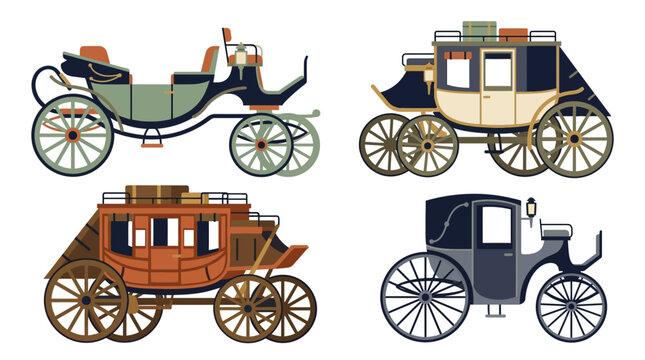 Vintage horse drawn carriages.