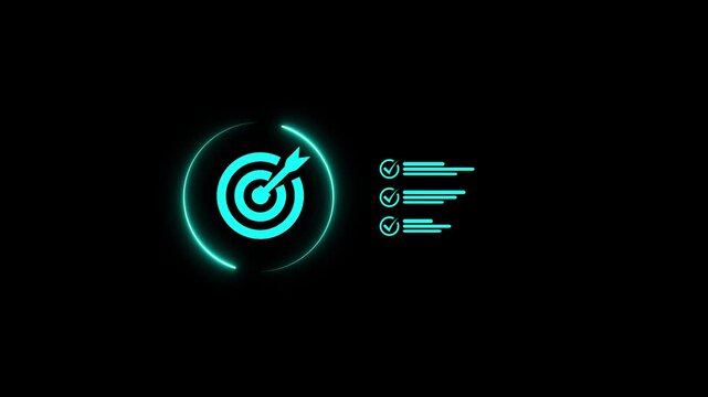 Business goal setting concept with businessman using digital stylus to target center of dartboard, symbolizing strategic planning, objective alignment, achievement checklist for organizational success