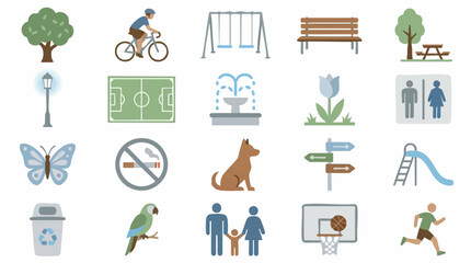 Set of Park and Outdoor Recreation Icons: Activities, Nature and Public Facilities © SABSTOCK