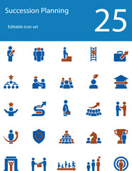 Fototapeta premium Succession Planning Flat Color Icon Set | Leadership, Talent Management, HR & Career Development Vector Icons