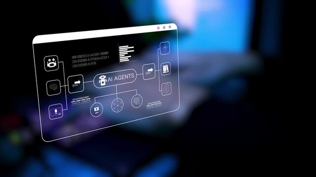 Business user creating AI agents workflow automation on laptop with smart process integration, digital tools and artificial intelligence productivity system.