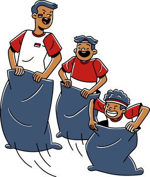 indonesian traditional game, potato sack race, 17 august independence day