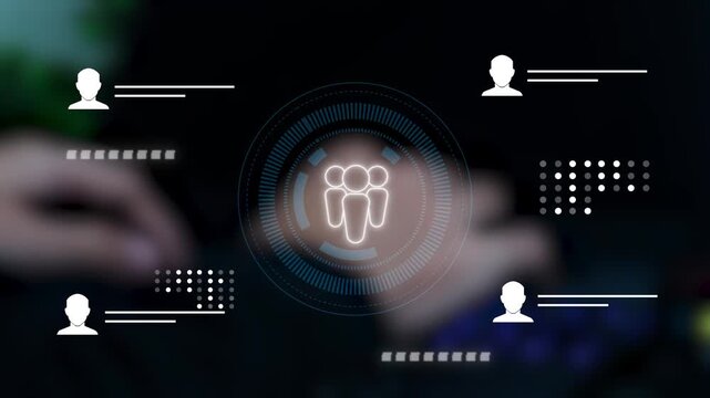 Businessman analyzing customer profiles with audience targeting, user data research and business marketing analytics concept.
