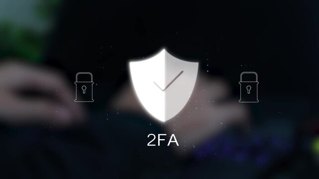 User enabling two-factor authentication (2FA) laptop for secure login. Cybersecurity concept with digital password protection and identity verification technology.