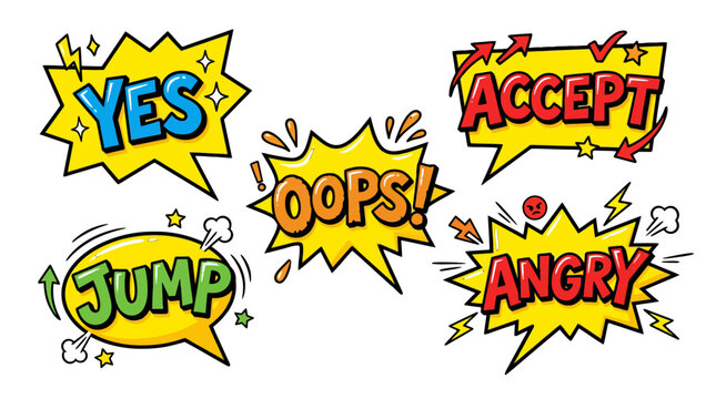 comic speech bubbles with emotions