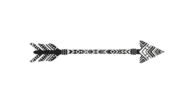 Bohemian tribal arrow illustration with intricate ethnic geometric patterns.