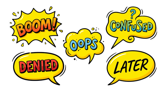 comic speech bubbles with various expressions