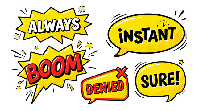 comic speech bubbles with words