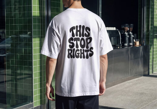 Oversized White T-Shirt Back Mockup