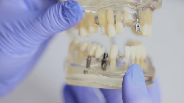 Transparent plastic typodont model with tooth roots for dental training