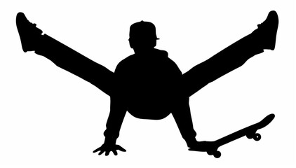 Silhouette of a skateboarder in a manual trick on a skateboard © Ubaid