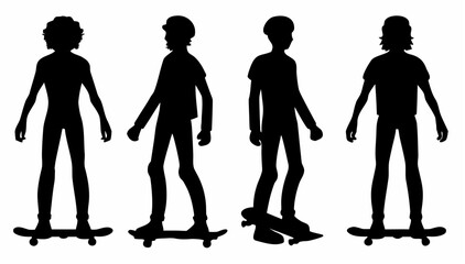 Silhouettes of people skateboarding in various poses © Ubaid