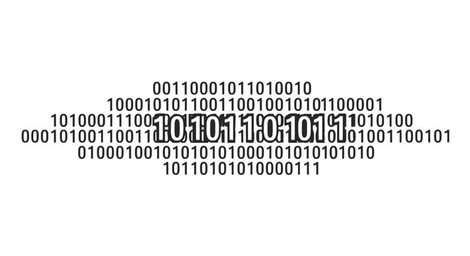 Abstract binary code data stream with central focus