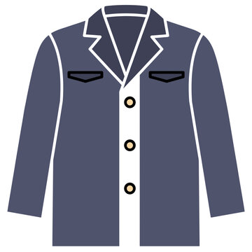 Navy Blue Blazer Jacket Flat Vector Illustration