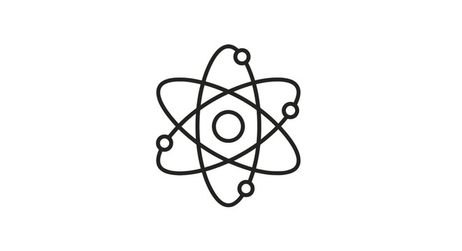 Atom symbol with electrons orbiting the nucleus