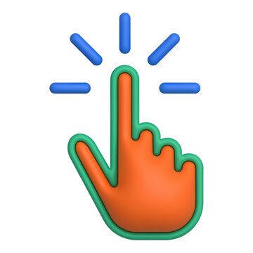 3D hand clicking icon vector illustration isolated on white background. Minimalist click finger cursor sign for web UI UX design, app button push, and call to action.