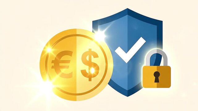 Asset Protection Concept with Gold Euro Coin and Shield Padlock Videos