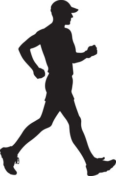 silhouette of a race walker in athletic pose