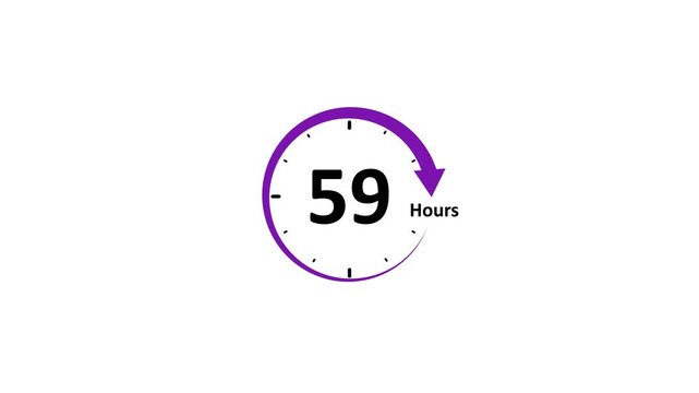 Purple circular timer counting down from 59 with minimalist brush stroke animation on white