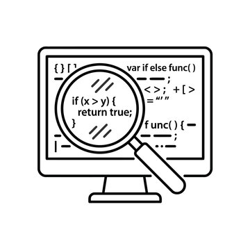 Secure Programming Code Monitor Line Icon
