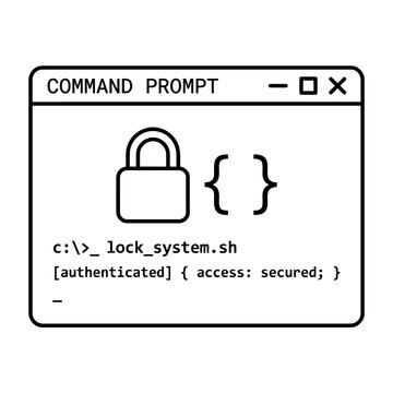 Secure Command Prompt Lock System Outline Icon
