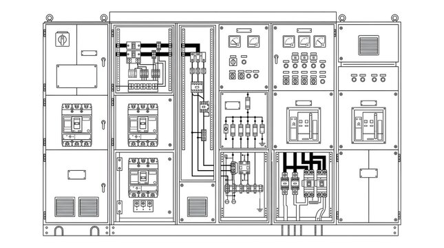 Industrial Switchgear Equipment Vector Drawing