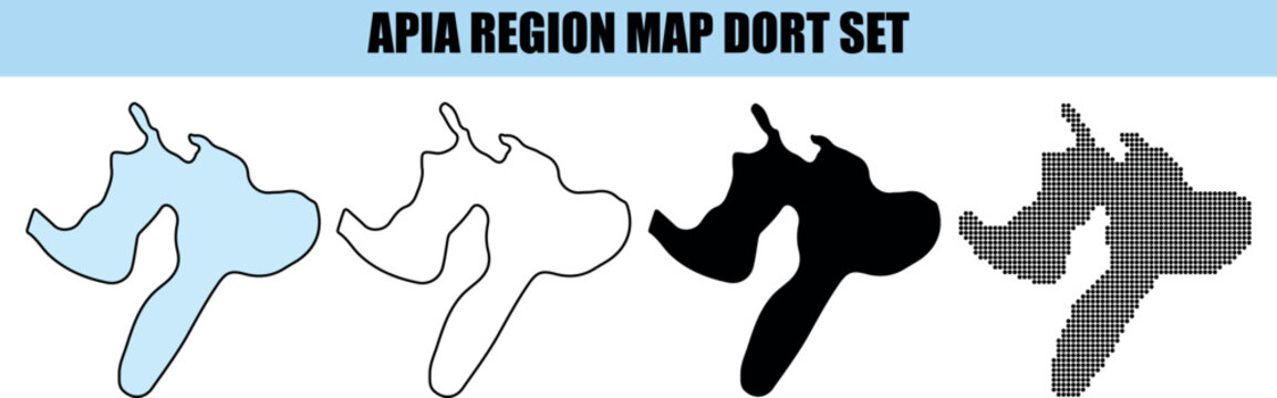 Apia region map dot set vector illustrations for geographic data visualization