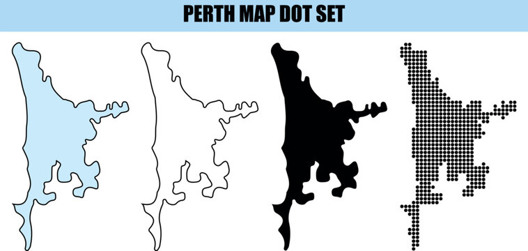 Perth map dot set various style maps of perth for design 