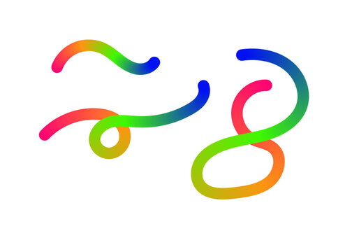 Abstract colorful gradient lines and curves isolated on white background modern digital art design element