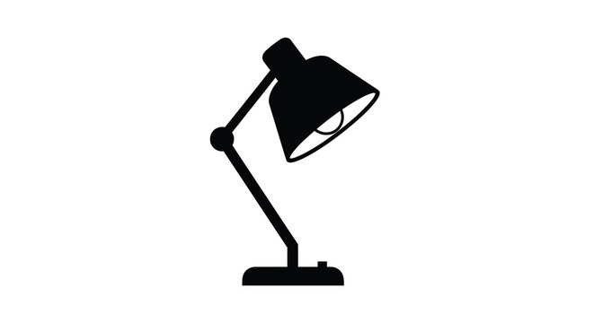 Black Silhouette Of Desk Lamp On White Background