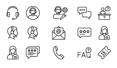 Fototapeta premium Customer Service Stroke Icon Collection Editable Line Icons Vector Illustration