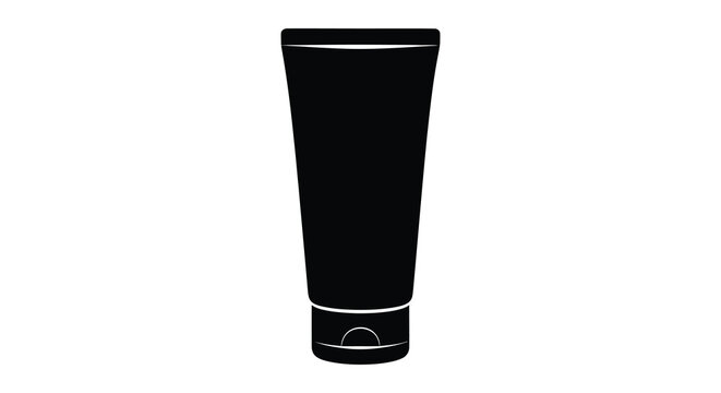 Cosmetic Tube Silhouette On White Background Minimalist Design