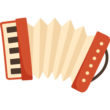 Accordion musical instrument, vector flat illustration of folk squeezebox for oktoberfest festival design