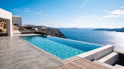 Fototapeta premium Modern Infinity Pool Overlooking Ocean