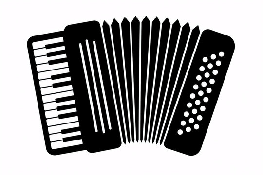 Silhouette of an Accordion Isolated on White Background