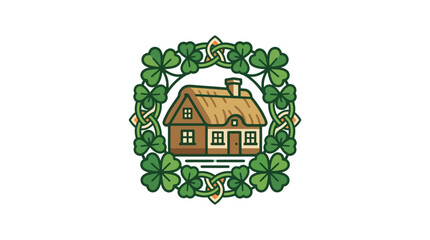 Fototapeta premium St Patrick's Day minimalist flat design icon featuring traditional Irish celebration elements for national holiday in Ireland