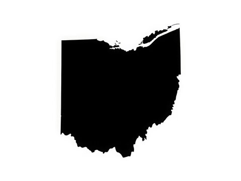 A black silhouette map of the state of ohio in the united states