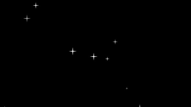 Twinkling and blinking stars glimmer, blue light shine in dark starry sky galaxy, 4k magic line dust, twinkling star glitter line animation, pixie dust path, Glitter sparkle animated Black screen, 3D 