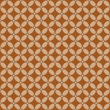 Classic Indonesian Batik Kawung Seamless Pattern Light Brown Geometric Ethnic Motif Background