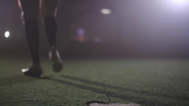 Professional American Football Player Kicking Ball At Kickoff 4K