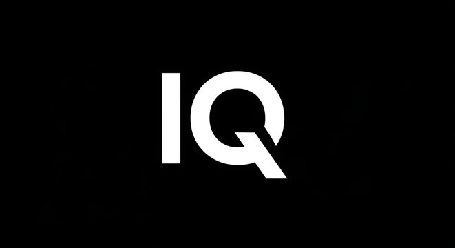 Bold White Iq Lettermark Centered on Black Minimal Graphic Background