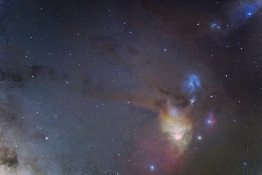 Rho Ophiuchi nebula and Antares star field in deep space