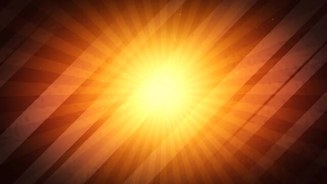 Radiant sunburst in orange and red hues. Center glows intensely with golden light. Radiating rays spread dynamically. Sparkling particles enhance visual impact. Vibrant background pulses with energy.