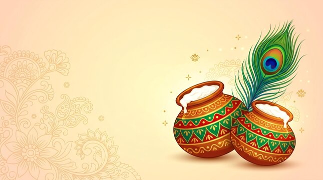 Festive digital banner with a vibrant and celebratory style, featuring a teal background with a subtle bokeh effect. The layout includes two traditional clay pots, known as 'matkas,' hanging from stri